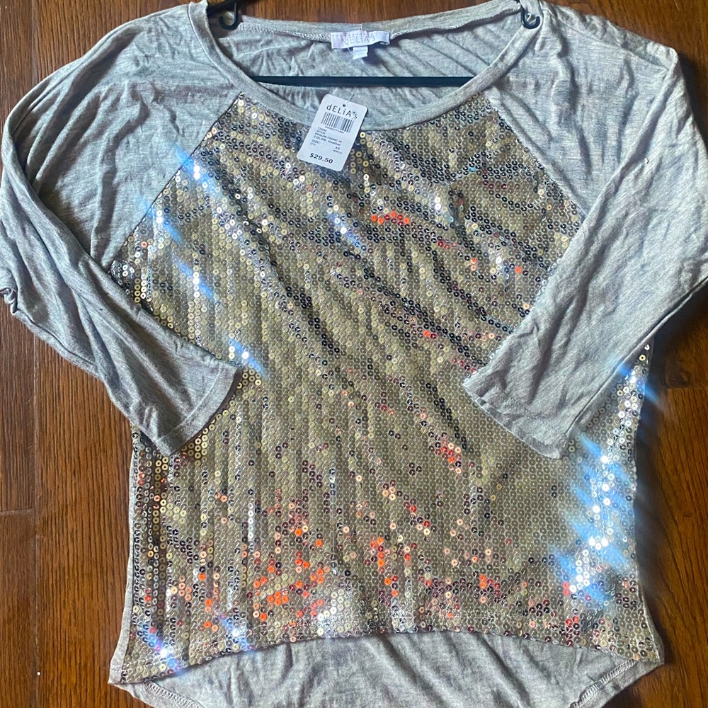Delia's Silver Sequin Top size XS